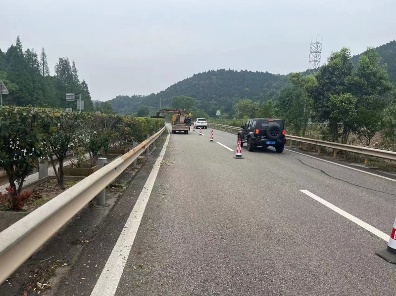 成都管理处开展辖区路段中央分隔带绿化修剪工作